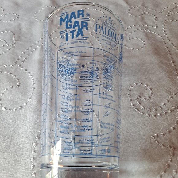 2 Mexican Glass Margarita Glasses & Margarita Recipe Measure Glass - Picture 6 of 10